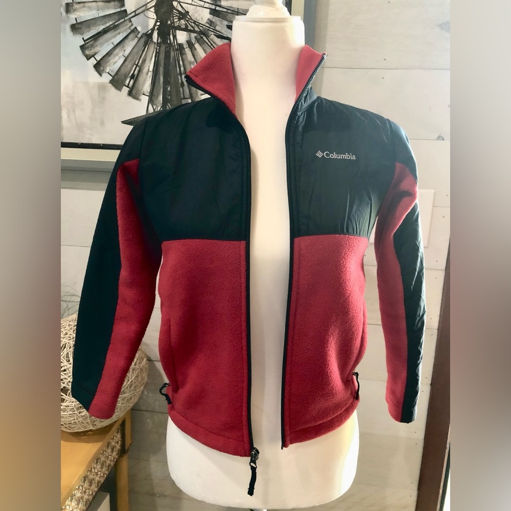 Columbia Fleece Unisex Jacket Red/Black Size Small 8